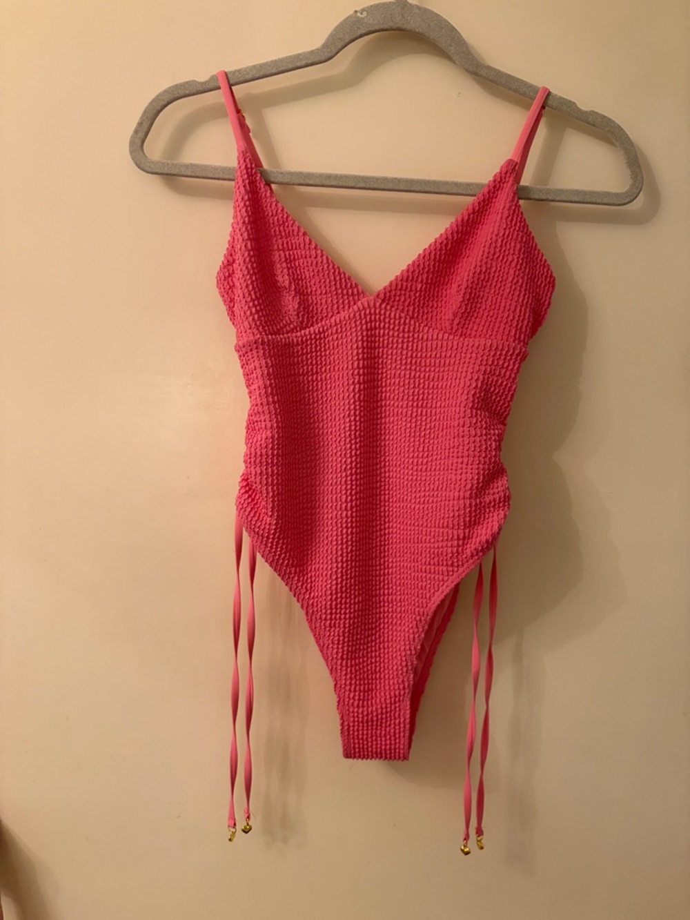 Betsey Johnson Bubblegum Pink high cut cinch string sides